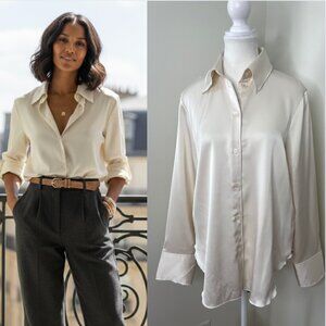 NWT H&M Satin Button Down Blouse M